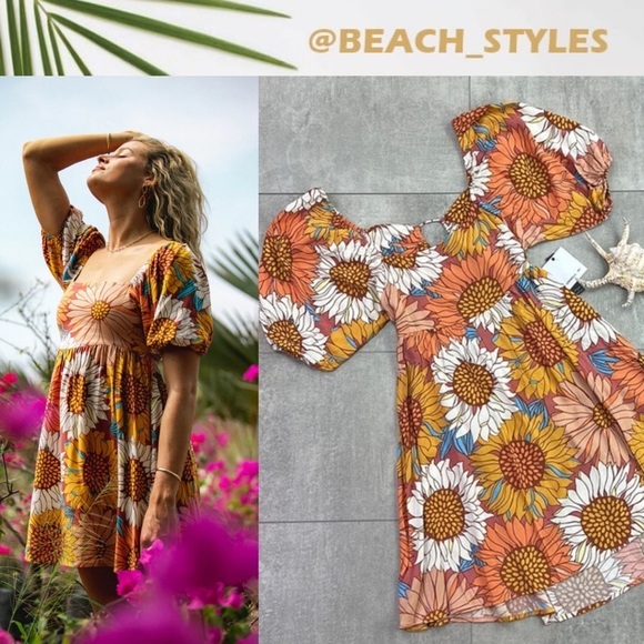 ☀️O’Neill☀️ MANDA floral, 70s retro, mini dress beautiful fun comfortable - Picture 1 of 16